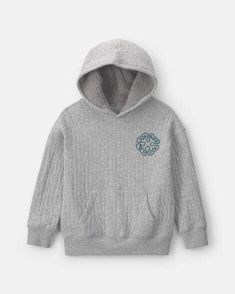 Boys Logo Quilted Hoodie - Grey
