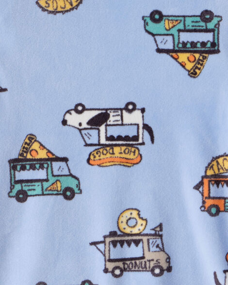 Product image 2 of Toddler Boy Truck Print Velour Long-Sleeve Snug Fit 2-Piece Pajamas - Blue