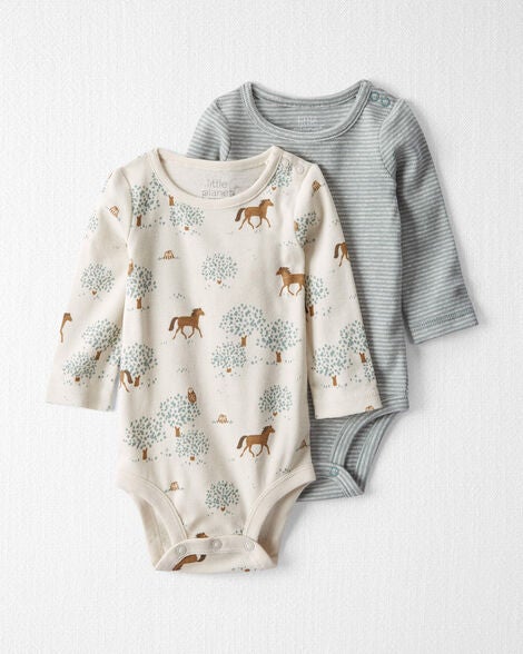  Product image 1 of Baby 2-Pack Wild Horses Organic Cotton Rib Bodysuits