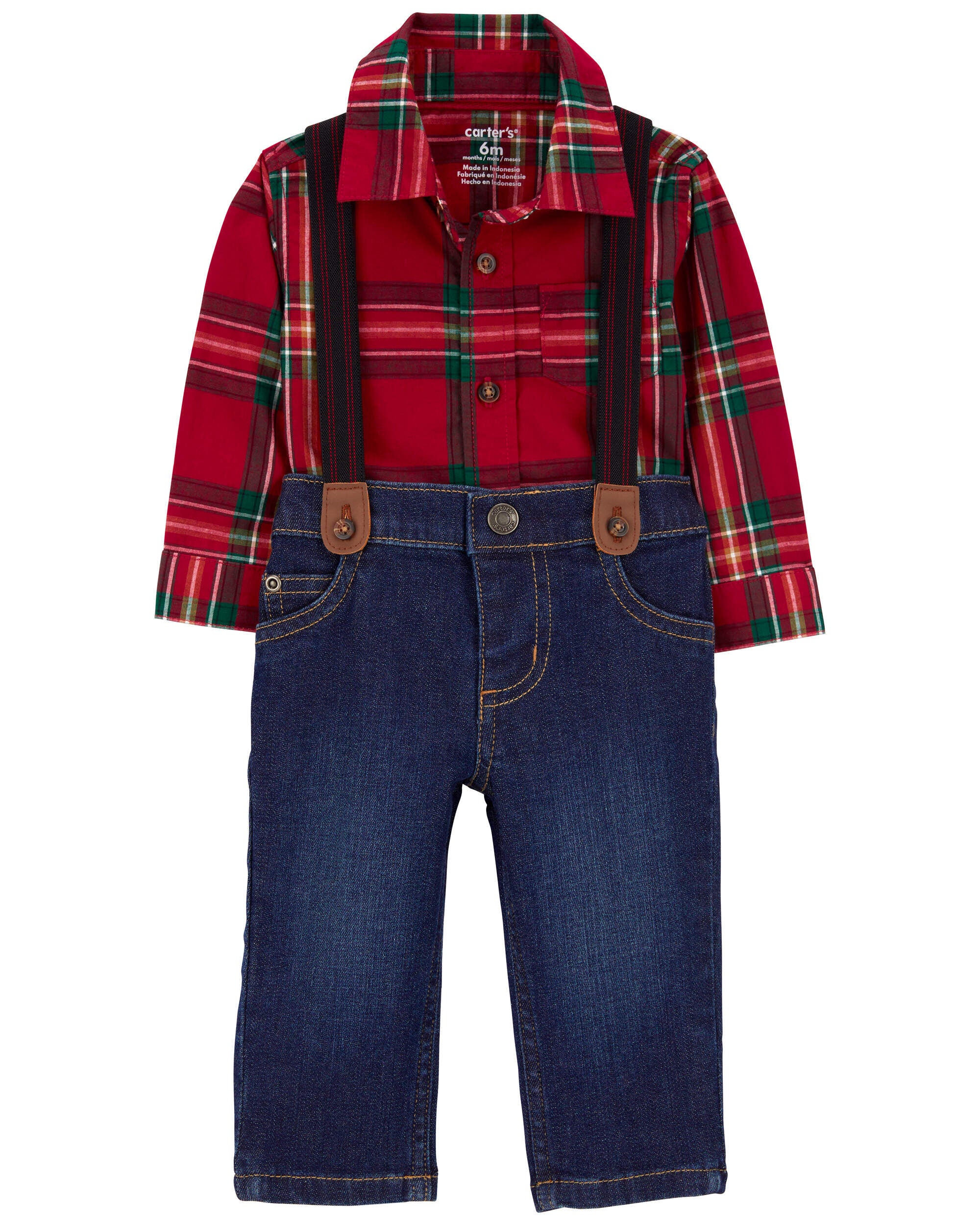 Baby 3 Piece Plaid Dress Me Up Set