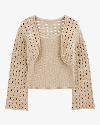 Product image 1 of Kid 2-Piece Knit Tank and Cardigan Set - Khaki