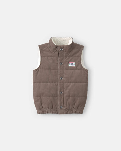 Toddler Boy Quilted Corduroy Vest - Brown