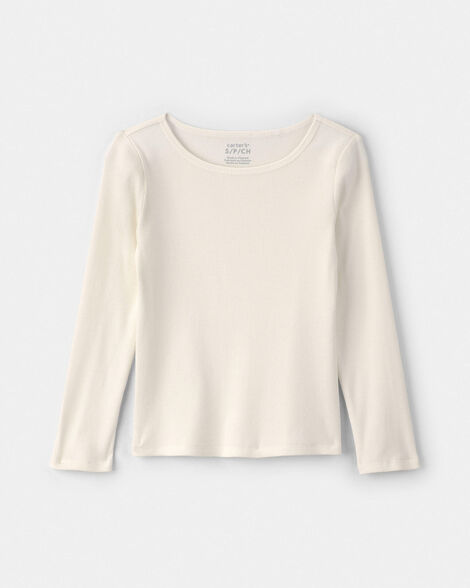 girls long-sleeve ribbed top - cream