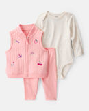 Baby Girl 3-Piece Varsity Freshman Little Jacket Set - Pink/White