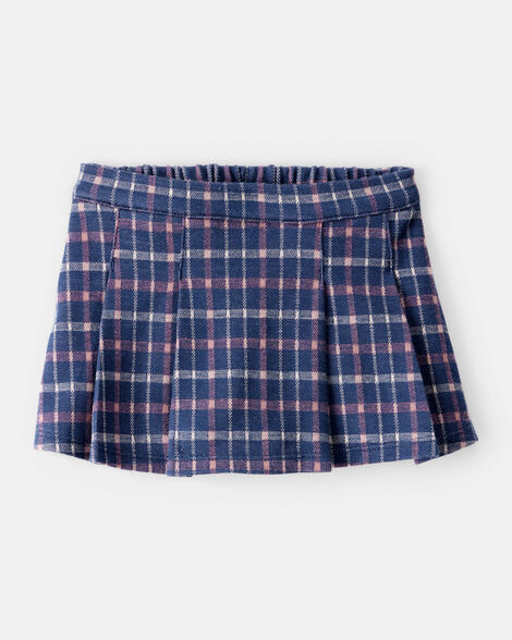 Product image 1 of Baby Girl Plaid Print Knit Skort - Navy/Blue