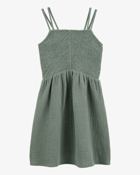  Product image 1 of Kid Smocked Gauze Dress - Green