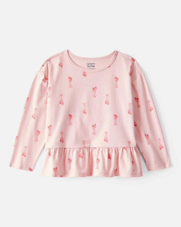 Product image 1 of Toddler Girl Ballet Slippers Long-Sleeve Peplum Top - Pink