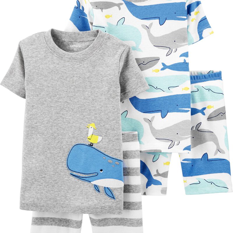 Multi Toddler 4Piece Whales 100 Snug Fit Cotton PJs