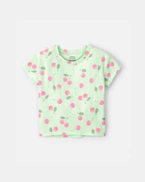 girls cherry top - green
