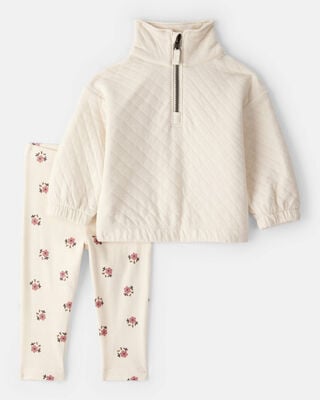 Baby Girl 2-Piece Floral Sweater & Pant Set - Cream