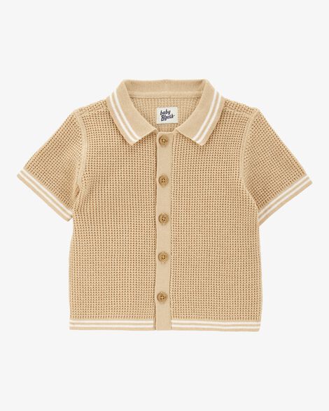  Product image 1 of Baby Short-Sleeve Button-Front Sweater - Tan