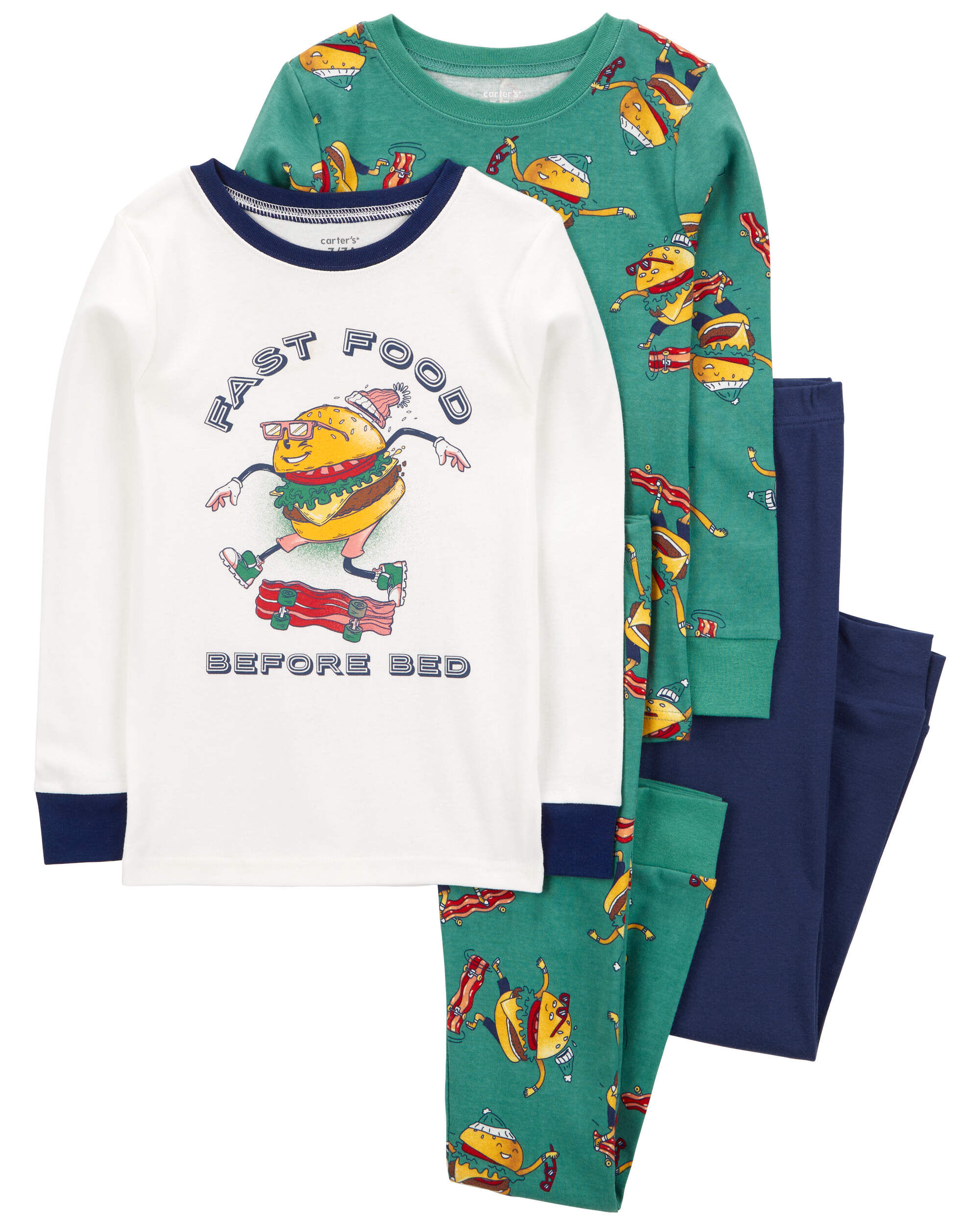 Kid 4-Piece Fast Food Before Bed 100% Snug Fit Cotton