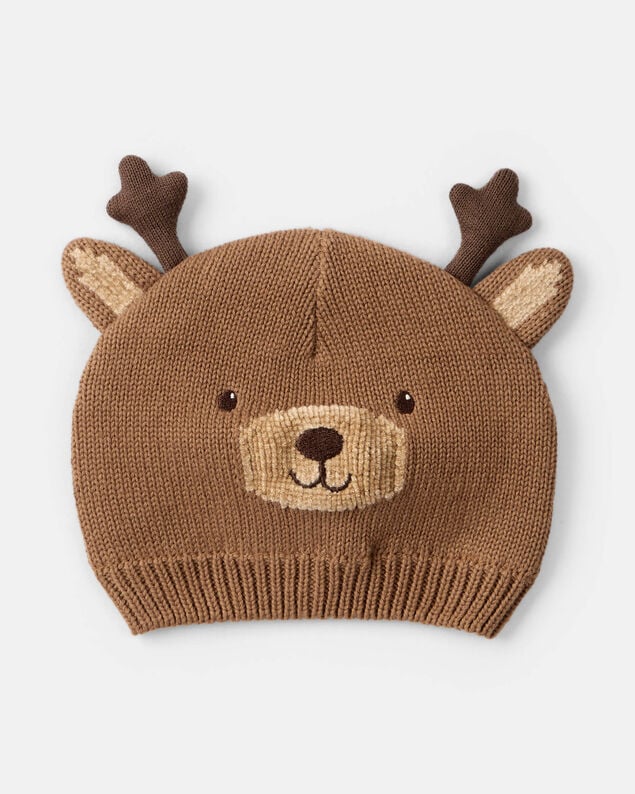 Product image 1 of Baby Christmas Reindeer Crochet Hat - Brown