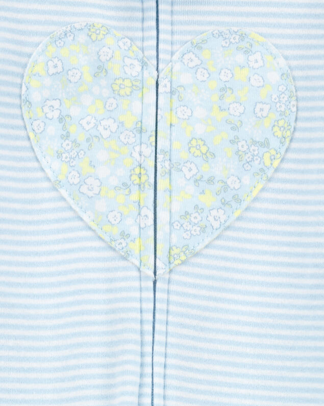 Product image 2 of Baby Girl Heart Striped Snug Fit Cotton Footie 1-Piece Pajamas - Blue