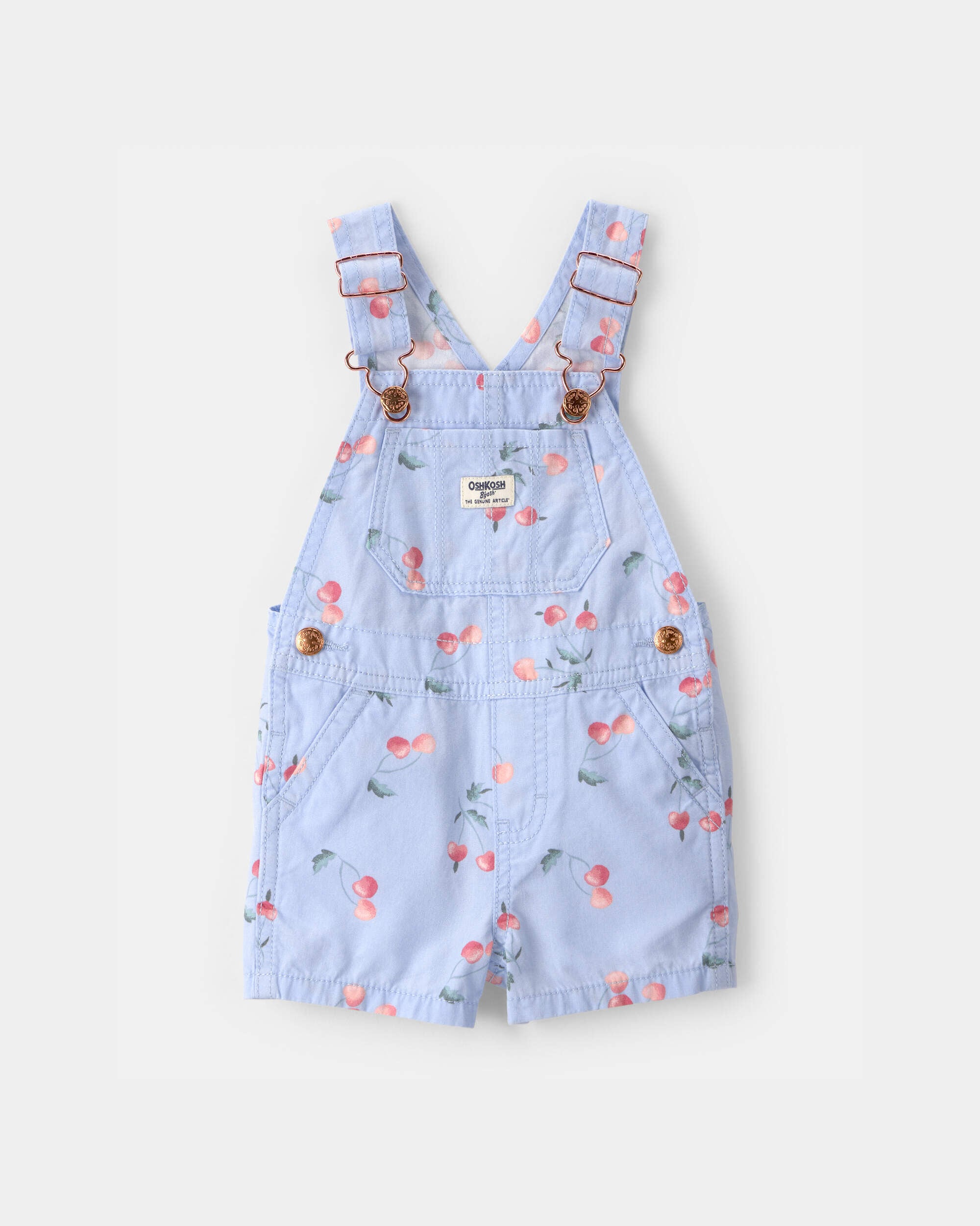 OshKosh Bgosh Baby Girl Cherry Canvas Shortall 12M Blue 30$