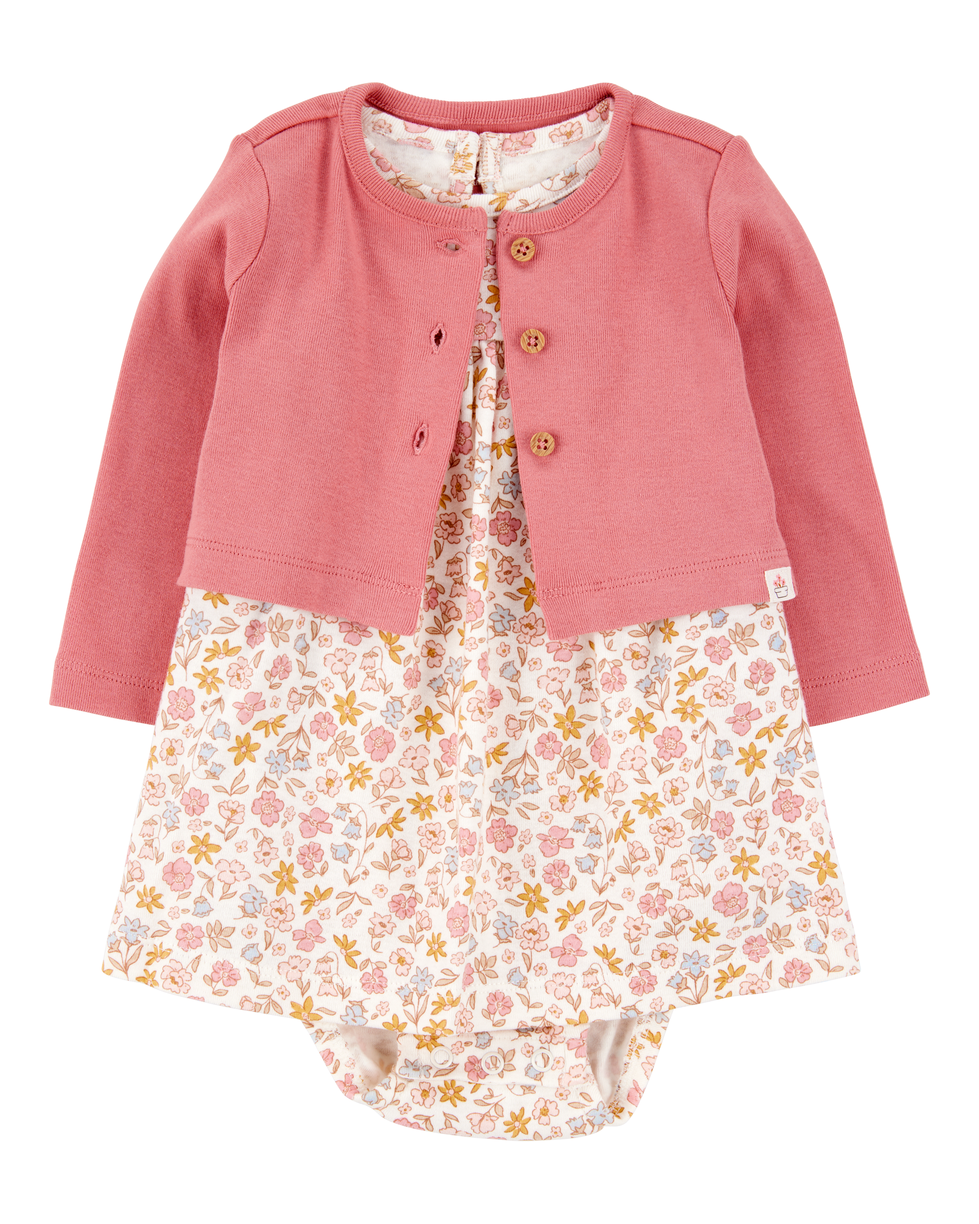 Baby 2-Piece Bodysuit Dress & Cardigan Set