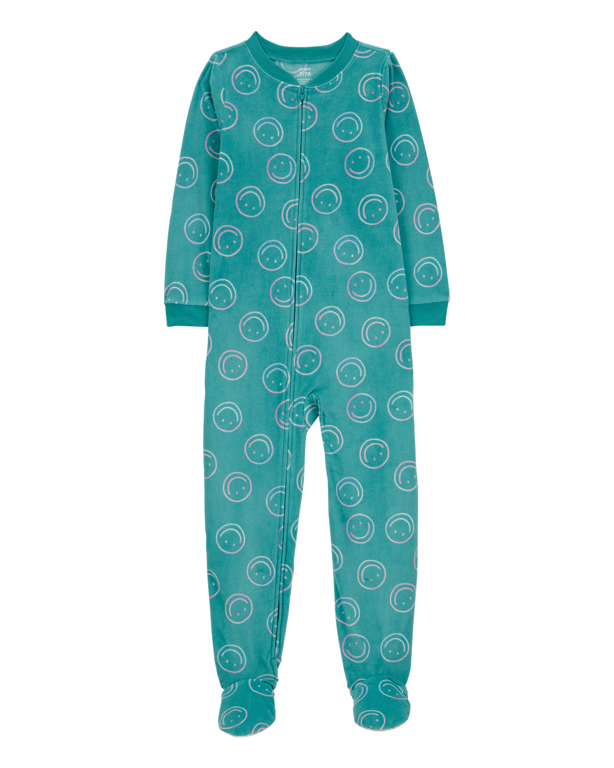 Kid 1 Piece Smiley Face Fleece Footie Pajamas