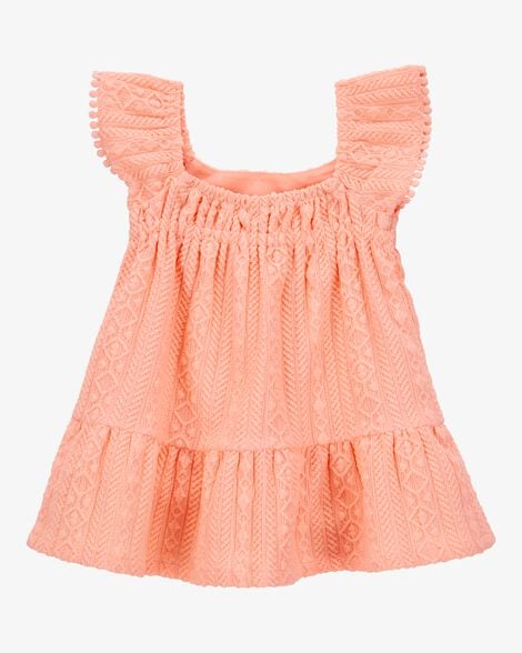 Product image 2 of Baby Flutter Knit Textured Dress - Pink