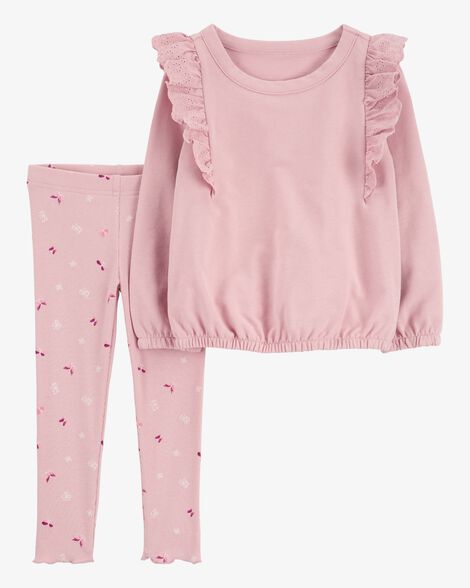 Sweatshirt Baby Girl Floral Leggings Toddler 2-Piece Flutter