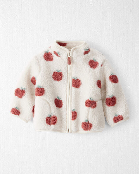 Baby Girl Recycled Sherpa Jacket in Apple Print