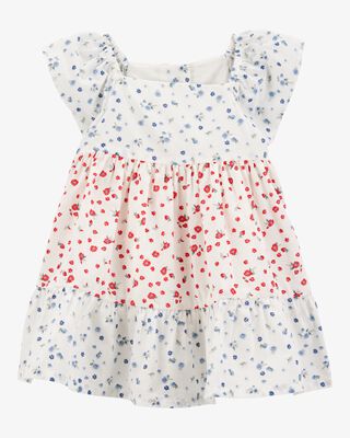 Product image 1 of Baby Tiered Poplin Floral Print Dress - Ivory
