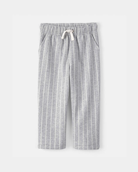 toddler striped french terry pants - grey/white