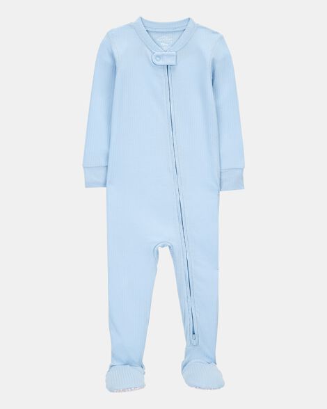 baby solid purelysoft footie 1-piece pajamas - blue