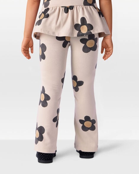 Toddler Girl Floral Cotton Flare Leggings - Pink