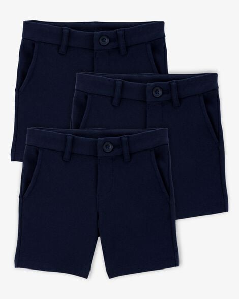 Product image 1 of Toddler 3-Pack Ponte Knit Uniform Shorts - Navy