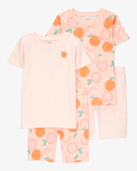 Product image 1 of Kid Orange Striped Snug Fit Cotton 4-Piece Pajamas