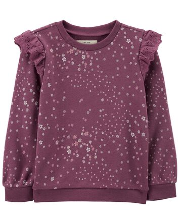 Toddler Floral Print Lace Pullover