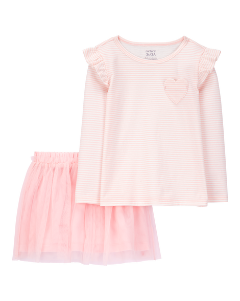 Toddler 2 Piece Striped Jersey Tee Tulle Tutu Skirt Set Carter s Carter s