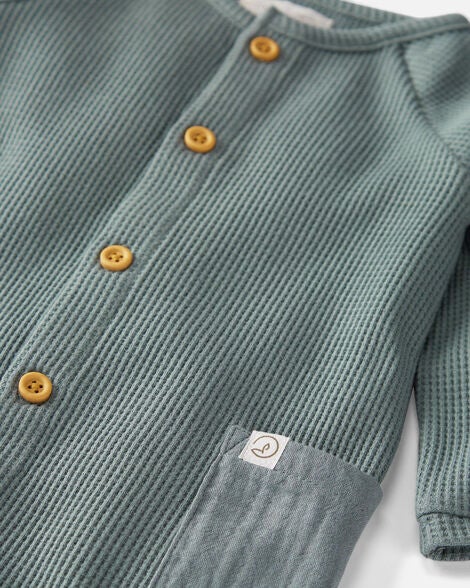  Product image 4 of Baby Organic Cotton Waffle Knit Button-Down Jumpsuit