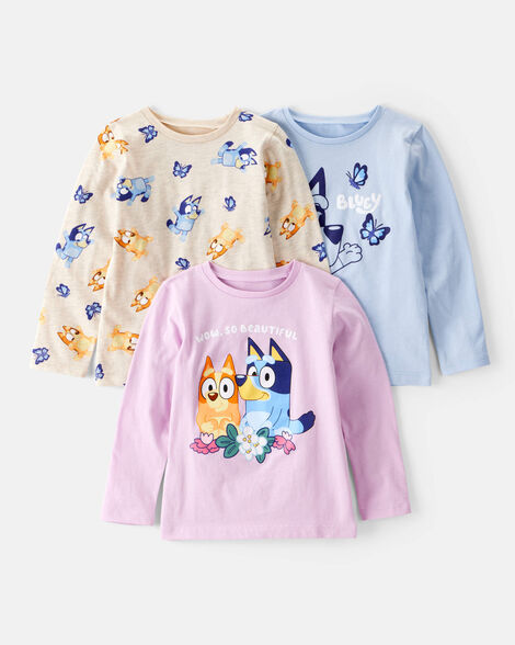 toddler girl 3-pack bluey™ long-sleeve graphic tees