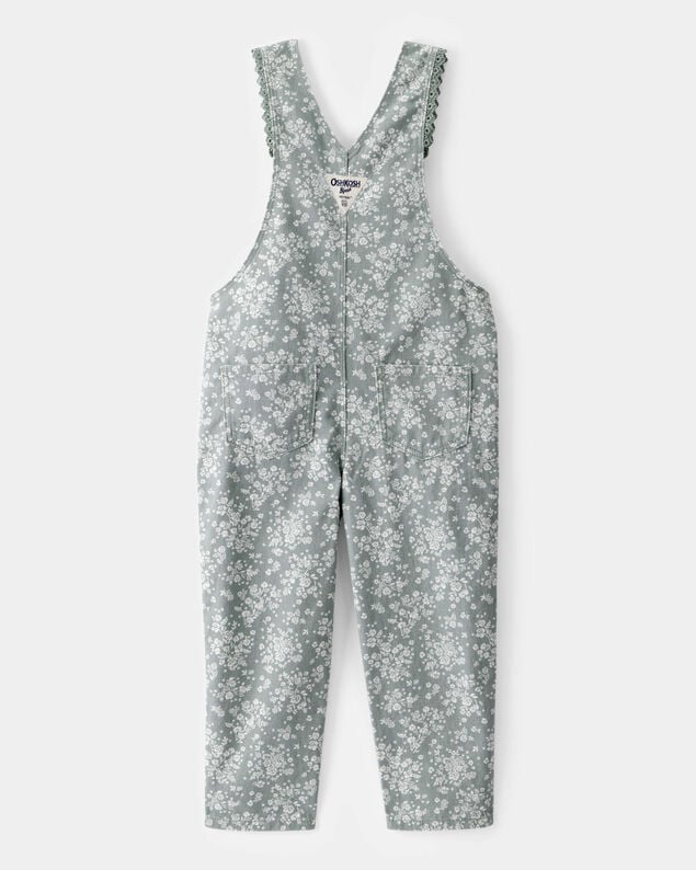 Product image 2 of Toddler Lightweight Floral Print Canvas Overalls - Green