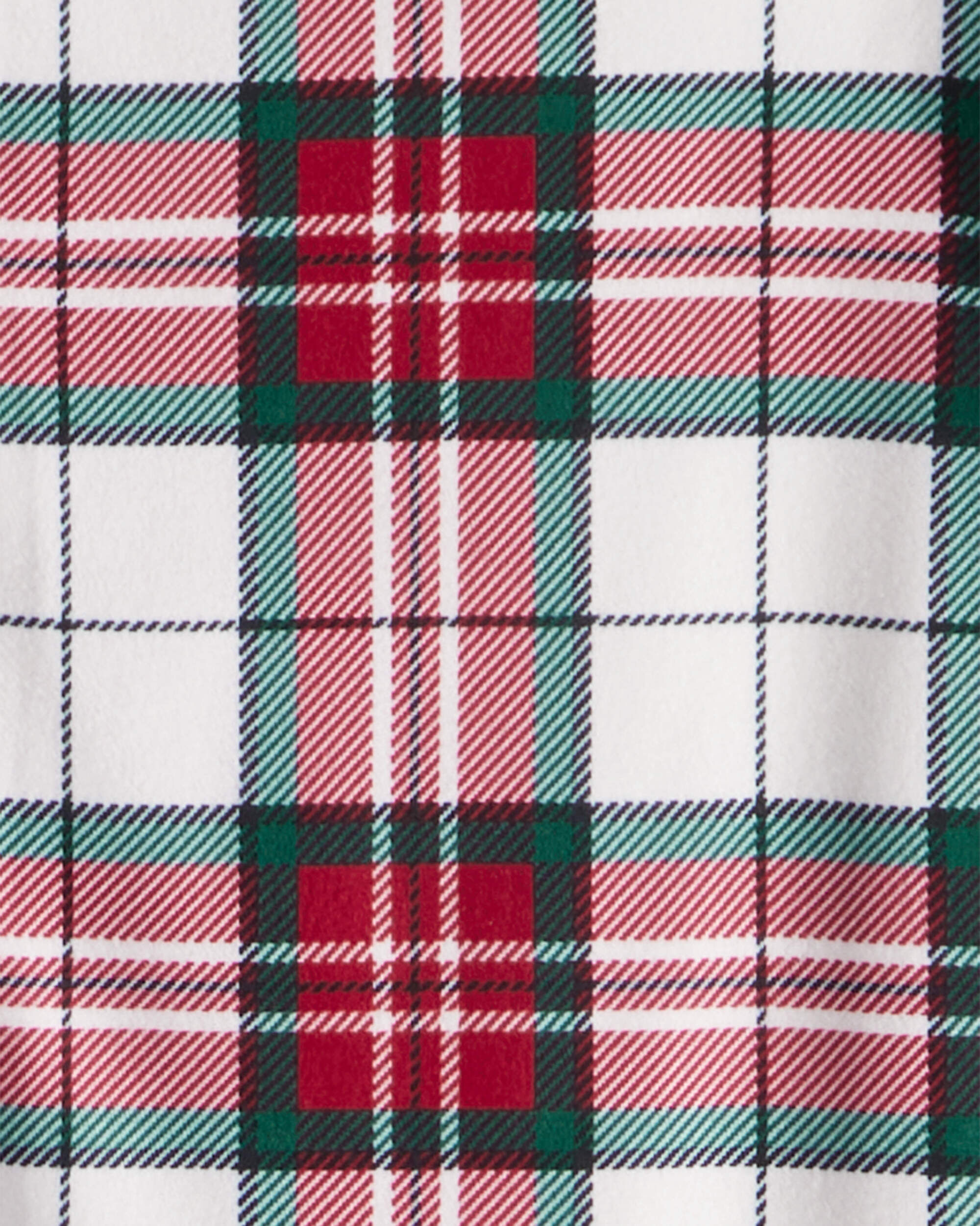 Kid Flannel Plaid Print Fleece Long-Sleeve Loose Fit 2-Piece Pajamas - Red/Green