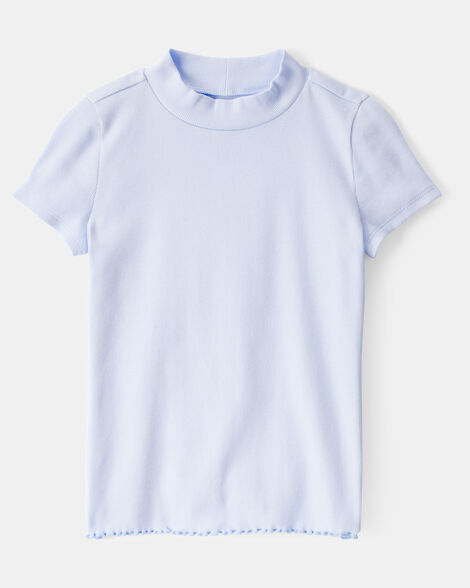 kid mock neck ribbed tee - blue