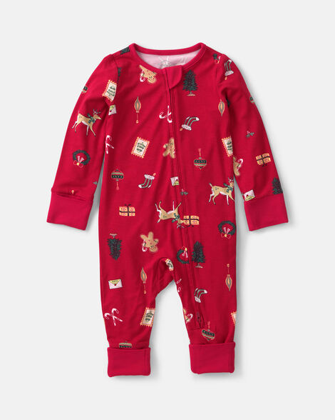baby christmas purelysoft™ 2-way zip sleep & play pajamas - red
