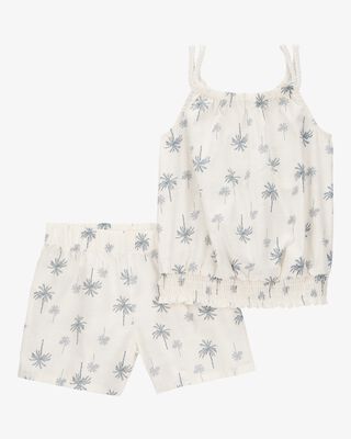 Product image 1 of Kid 2-Piece Palm Tree Floral Short Set - Ivory