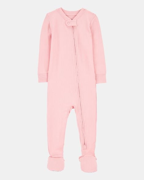 baby girl solid purelysoft footie 1-piece pajamas - pink