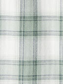 Green, Ivory - Kid Organic Cotton Herringbone Button-Front Shirt in Plaid, Selected