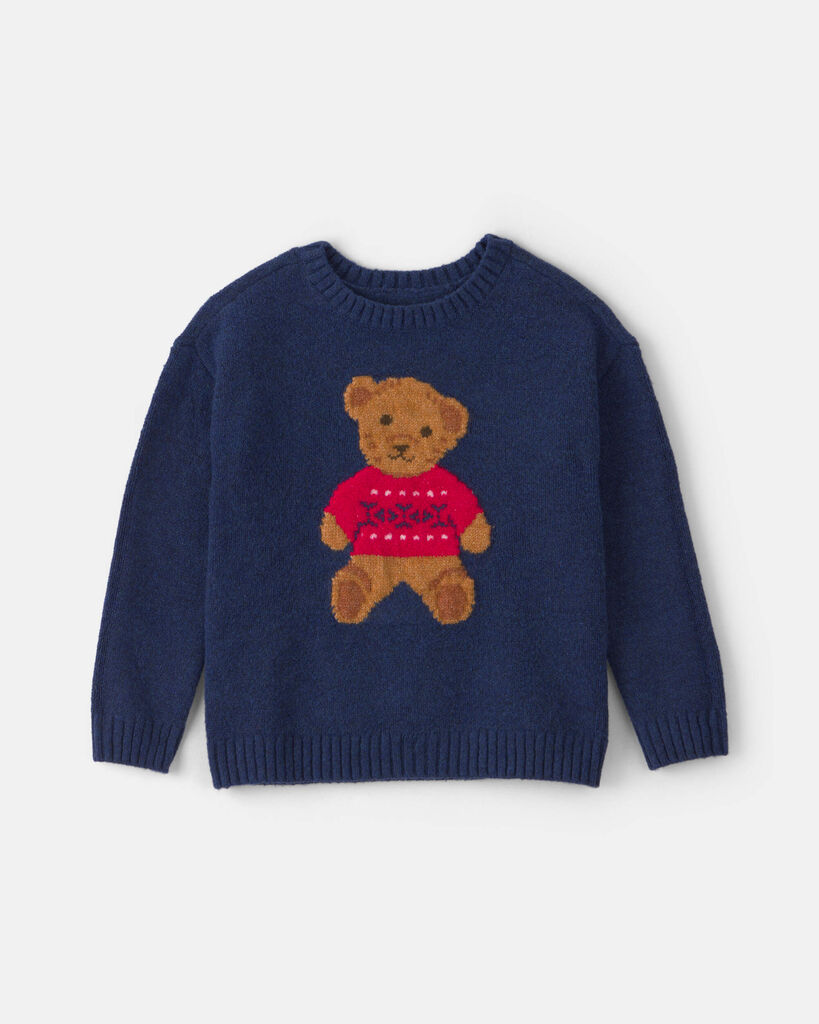 Oshkosh Toddler Boys Crew Neck Long Sleeve Pullover Sweater, 5t, Blue