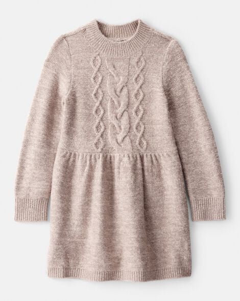 Toddler Girl Sweater Knit Long-Sleeve Dress - Brown