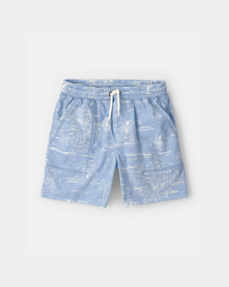 boys tropical beach knit shorts - blue