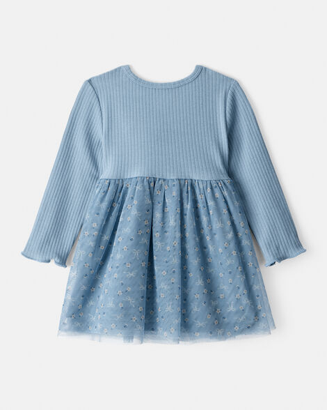  Product image 2 of Baby Girl Floral Print Long-Sleeve Dress - Blue
