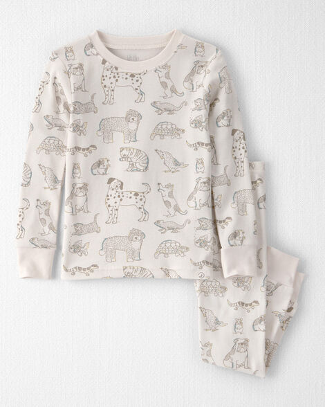 Toddler 2-Piece Organic Cotton Ribbed Pajama Set in Pet Print