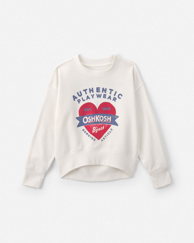 OshKosh B'gosh Girls 'Play Your Heart Out' Valentine's Day Pullover Sweatshirt 10 Cream