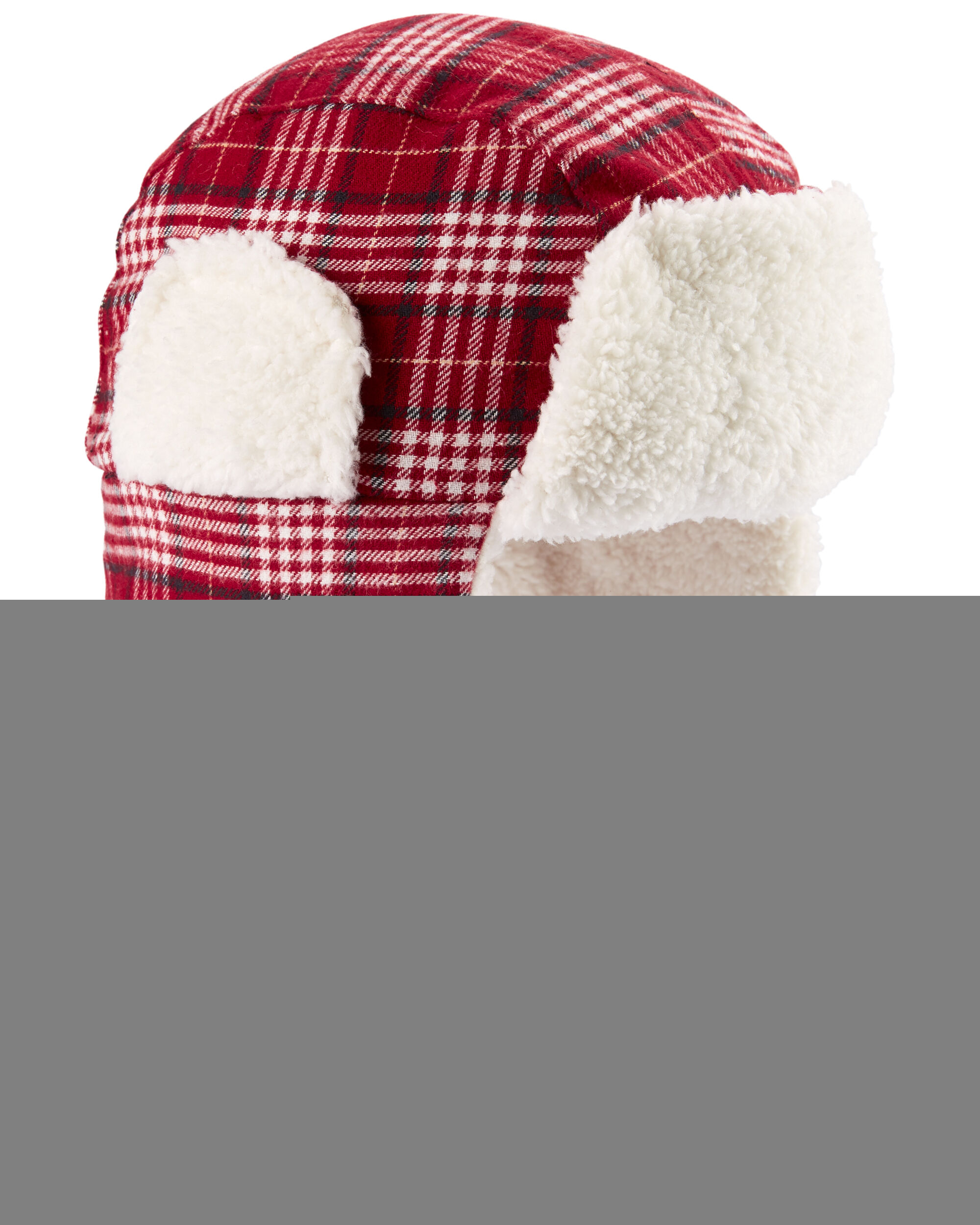Toddler Red Plaid Sherpa Trapper Hat 