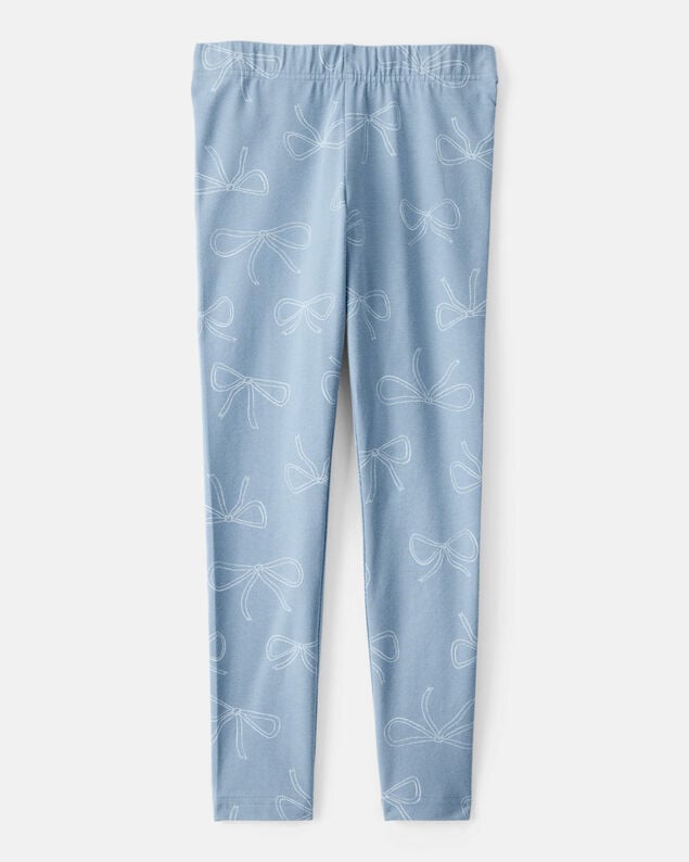 Product image 2 of Kid Cotton Bow Stretch Leggings - Blue