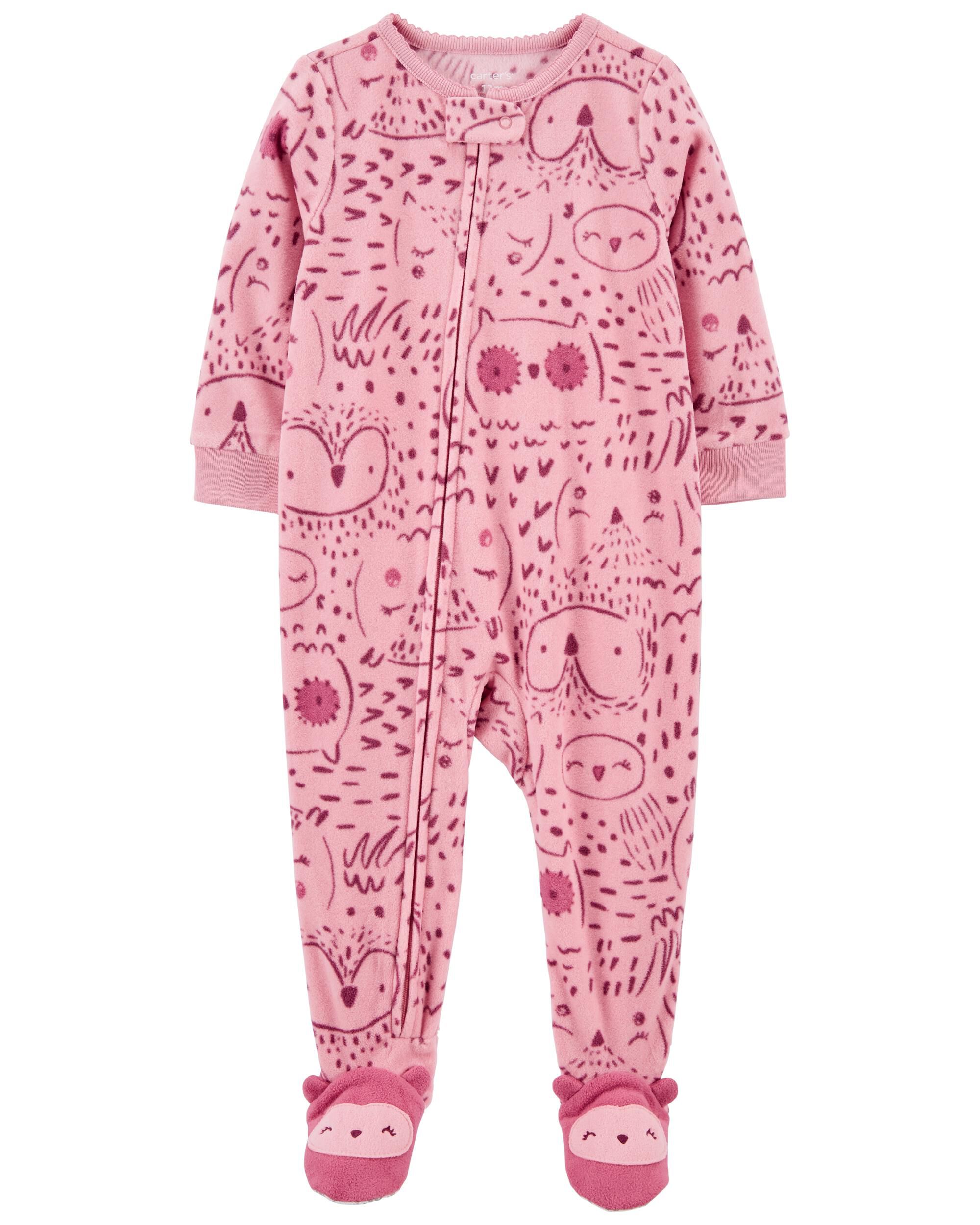 Carters Girls Toddler 2-Pack Loose Fit Fleece Footed Pajamas 